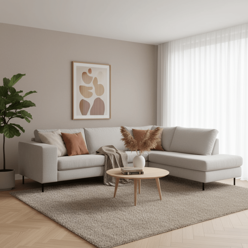 3-Sitzer Ecksofa Espen Stoff beige rechts