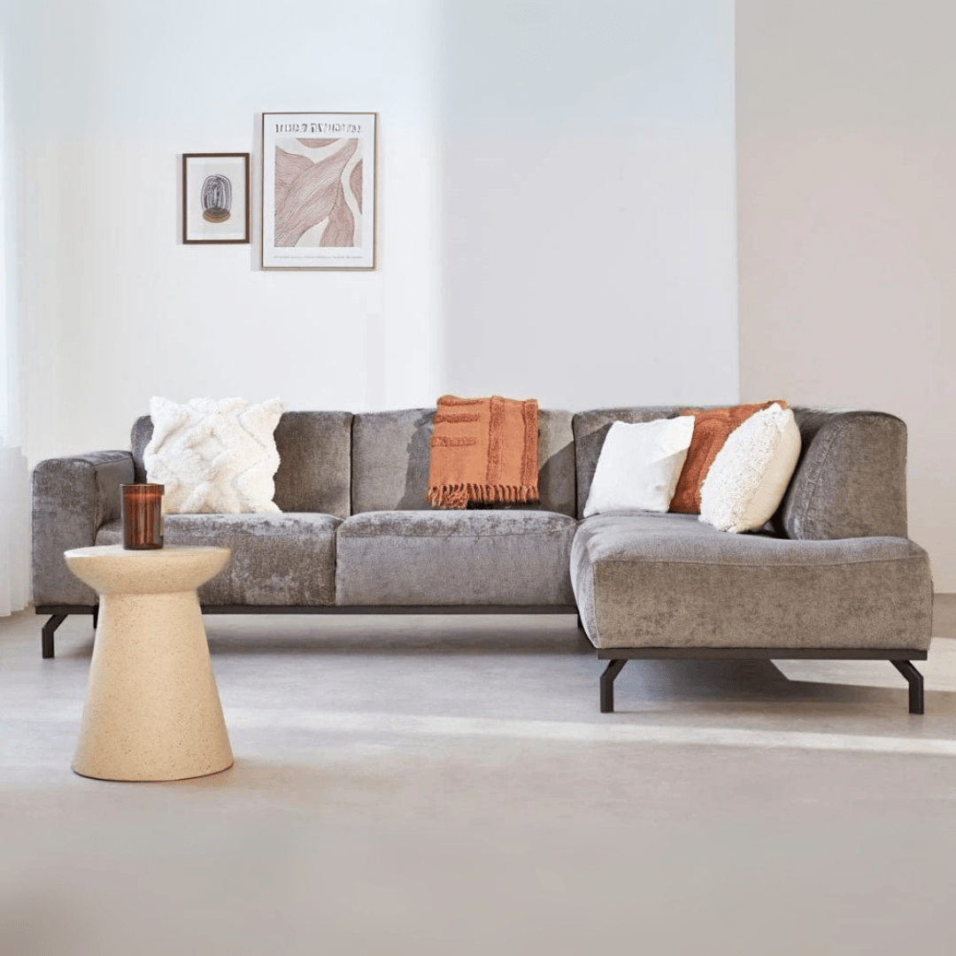 Ecksofa mit hohen Beinen Taupe Samt Chloe - rechts