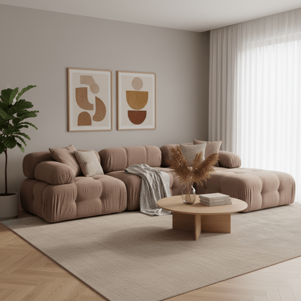 Modulare Bank 3sitzer mit Hocker Doeblo Cappuccino