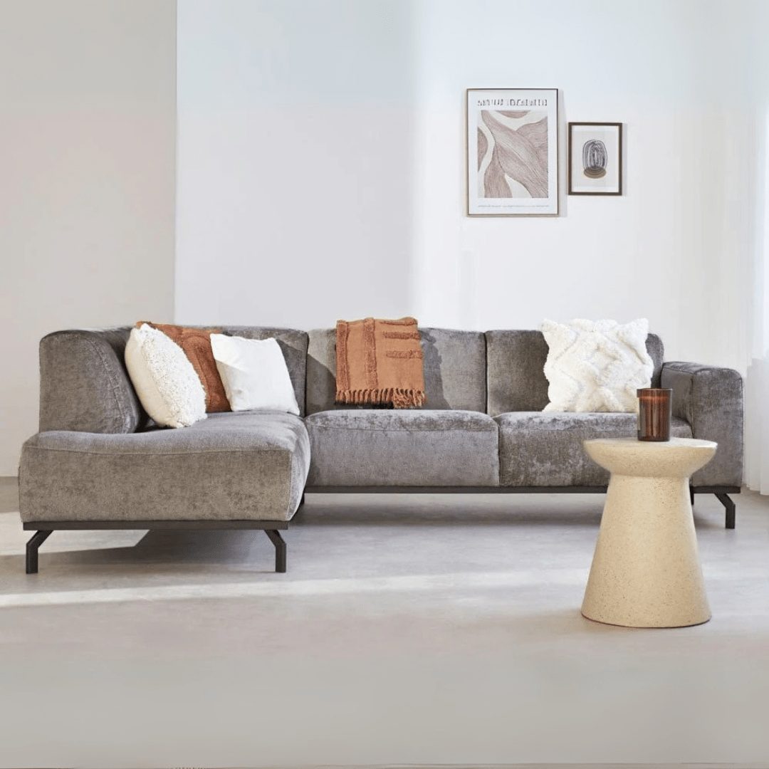 Ecksofa mit hohen Beinen taupe Samt Chloe - links