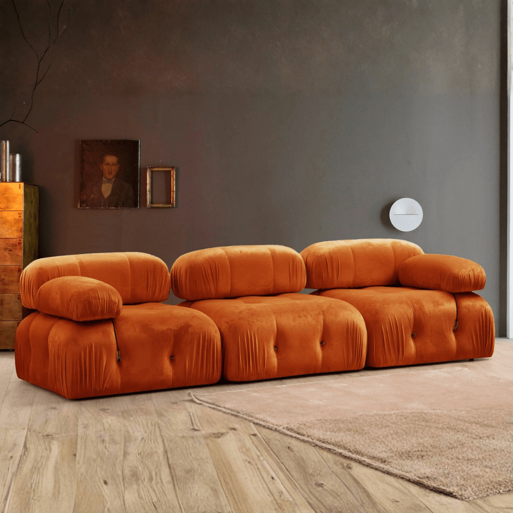 Modular Sofa 3-Sitz Bubble Velvet Orange