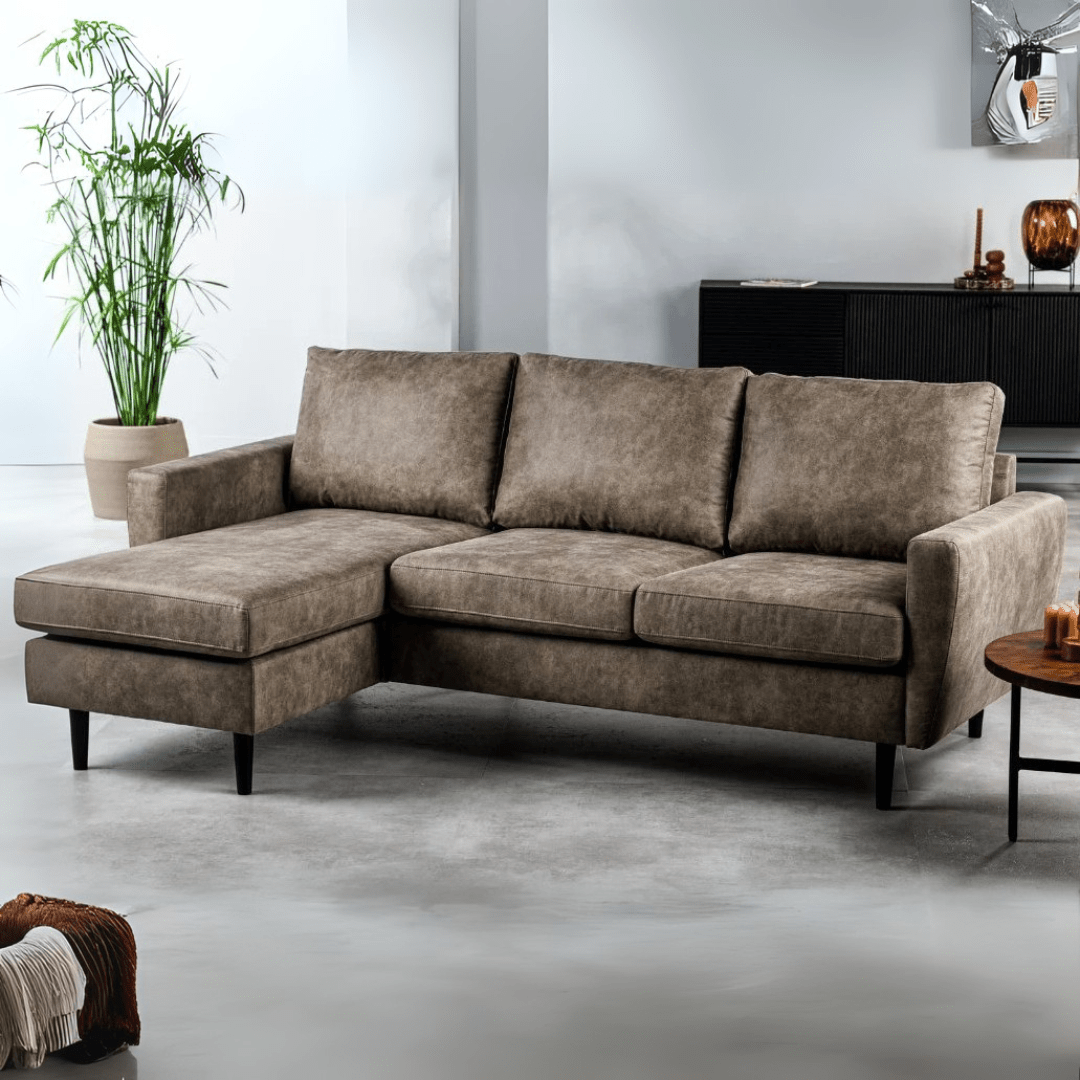 Ecksofa Lara Stoff taupe links/ rechts