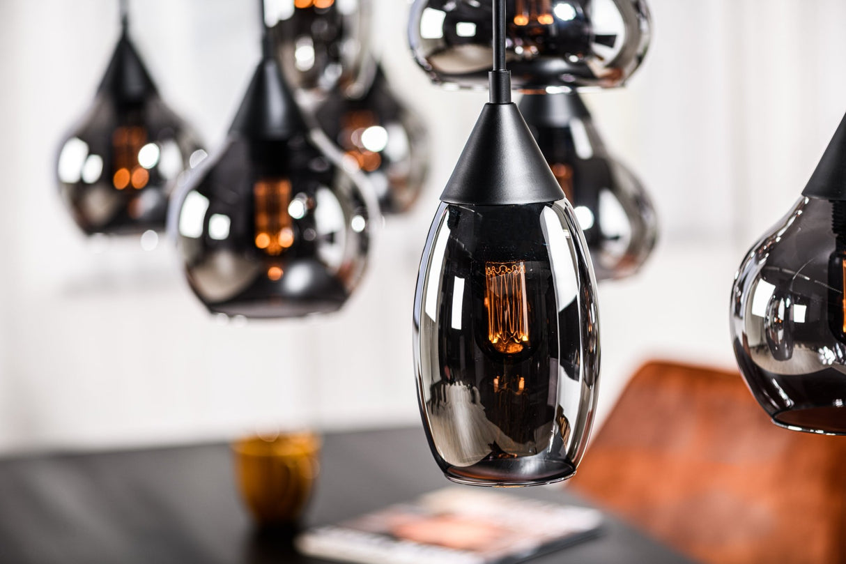 Glaspendelleuchte Kesi 8-flammig Rauchglas