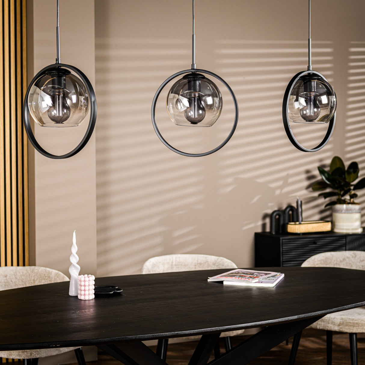 Hängelampe Elif 3-flammig - Metall Rauchglas