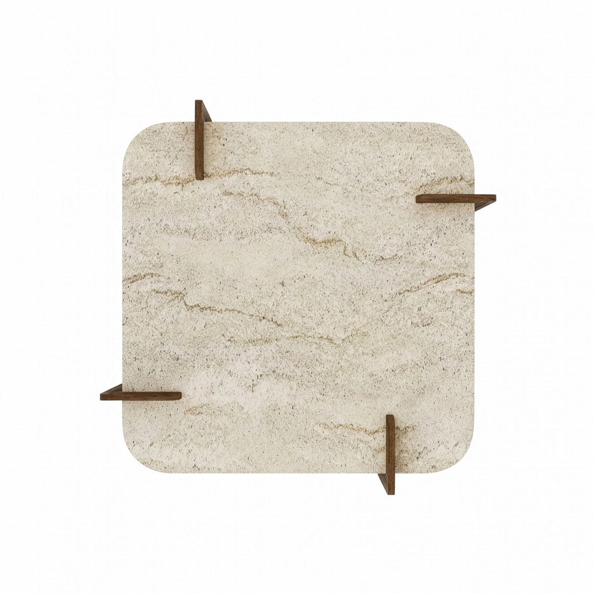 Afrolli Couchtisch Travertin-Optik Walnuss 90x90 Travertin-Optik und Walnuss Melaminbeschichteter Holzverbundstoff