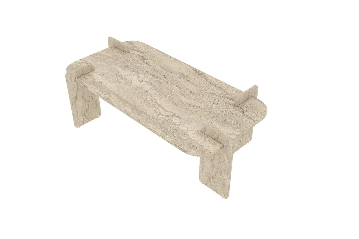 Lovge Couchtisch Travertinoptik 120 x 60 cm Melaminbeschichteter Holzverbund