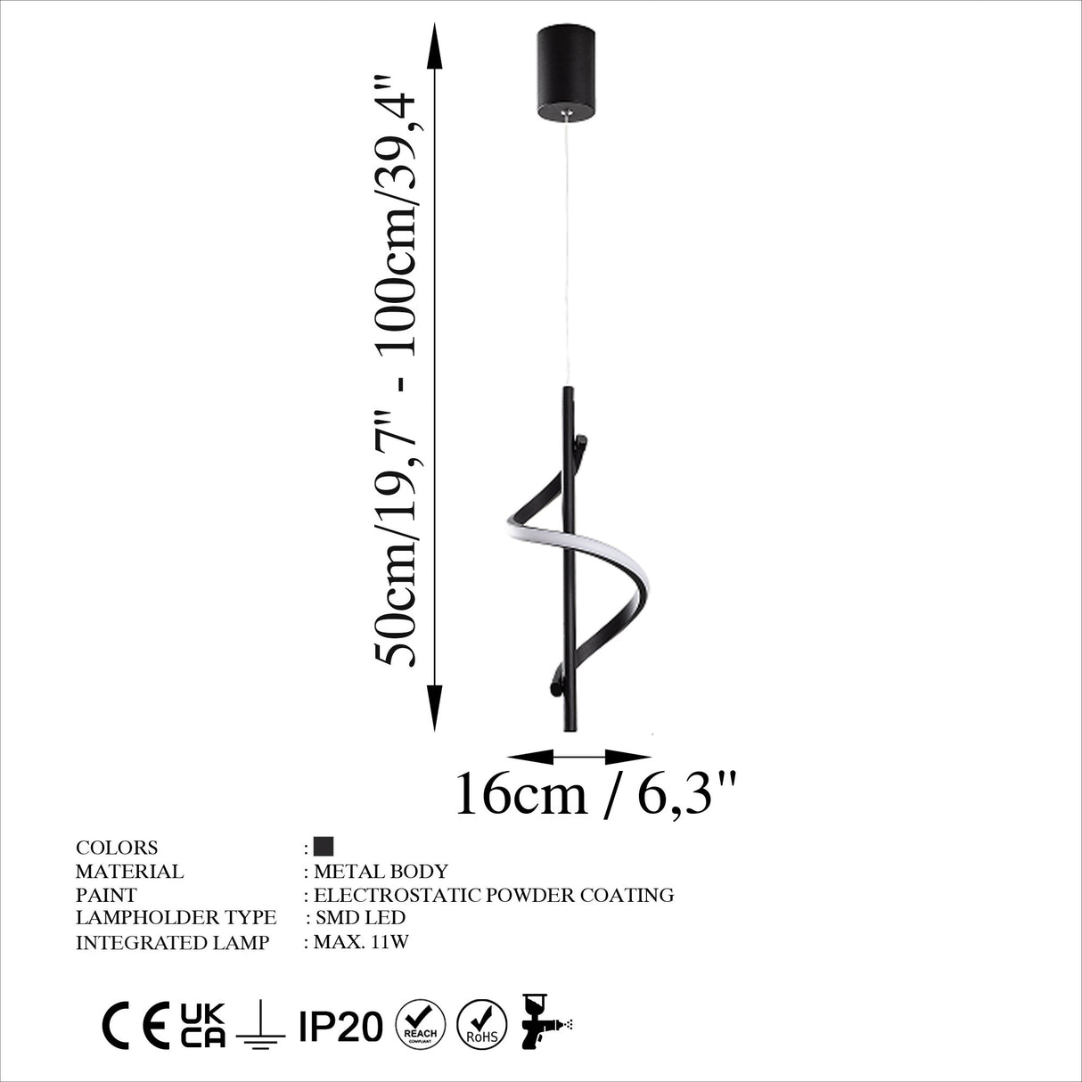 Hängelampe Schwarz Metall Opulent