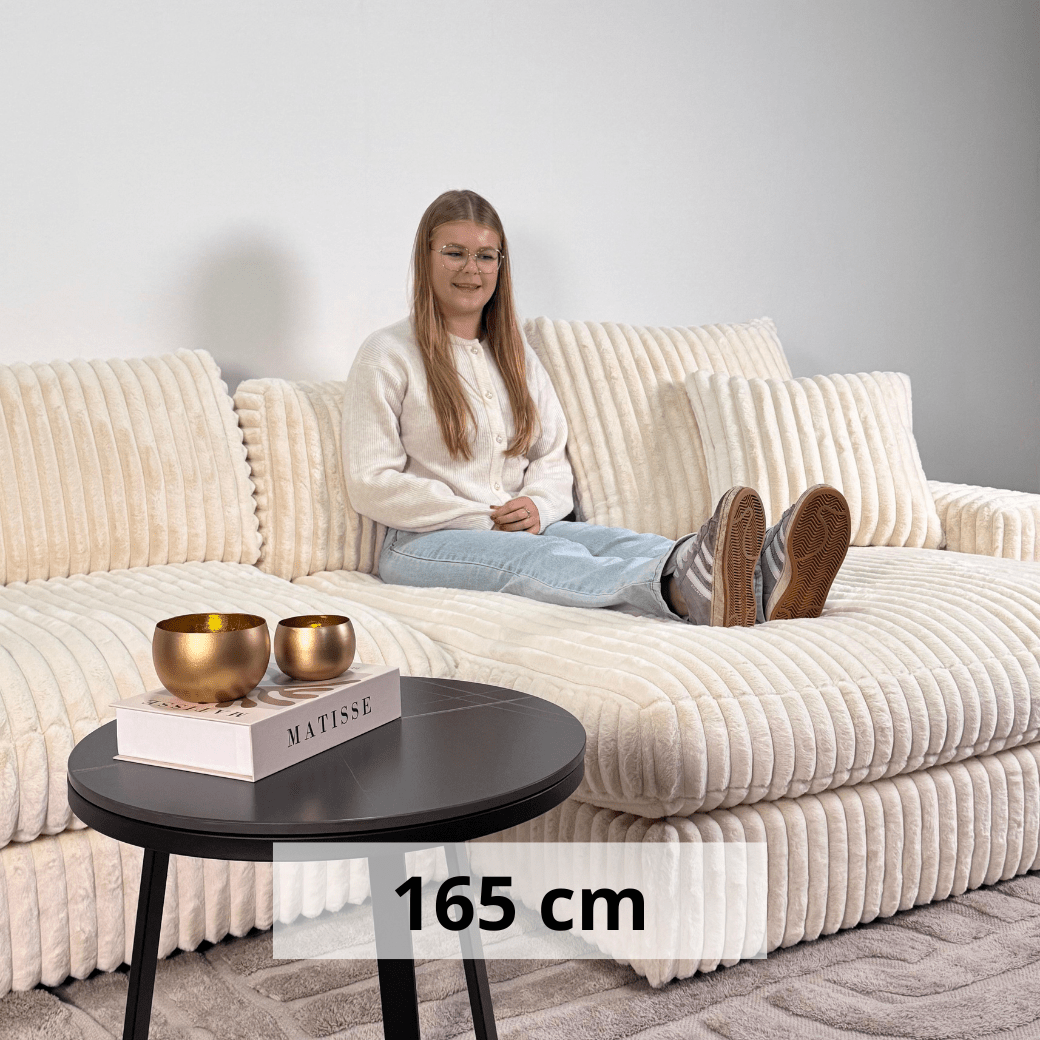 3-Sitzer-Loungesofa Nia aus geripptem Stoff in Beige