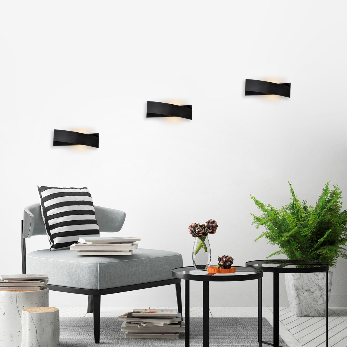 Wandleuchte Schwarz Metall Nebula