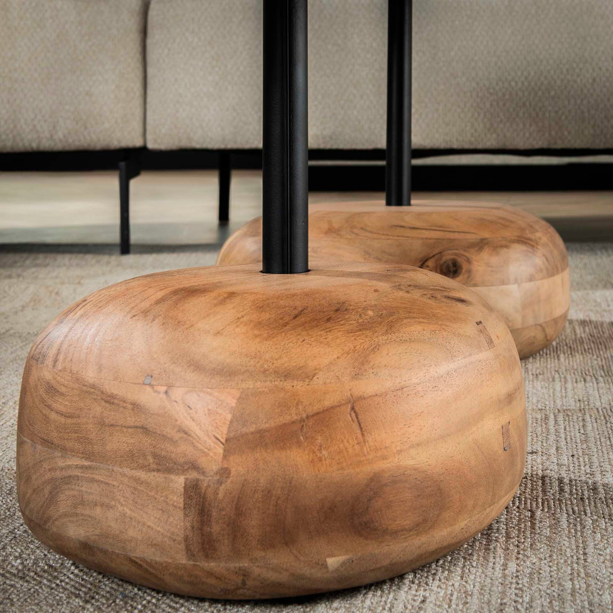 Couchtisch-Set von 2 Mosi aus organischem Akazienholz natur
