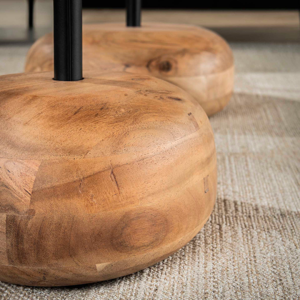 Couchtisch-Set von 2 Mosi aus organischem Akazienholz natur