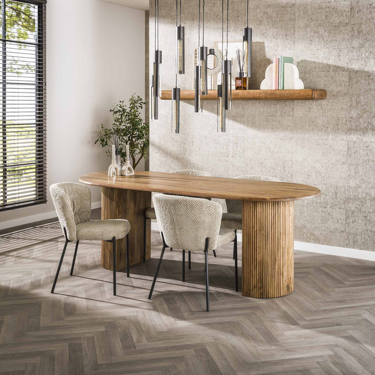 Esstisch Oval Mangoholz Maria 215x90 cm