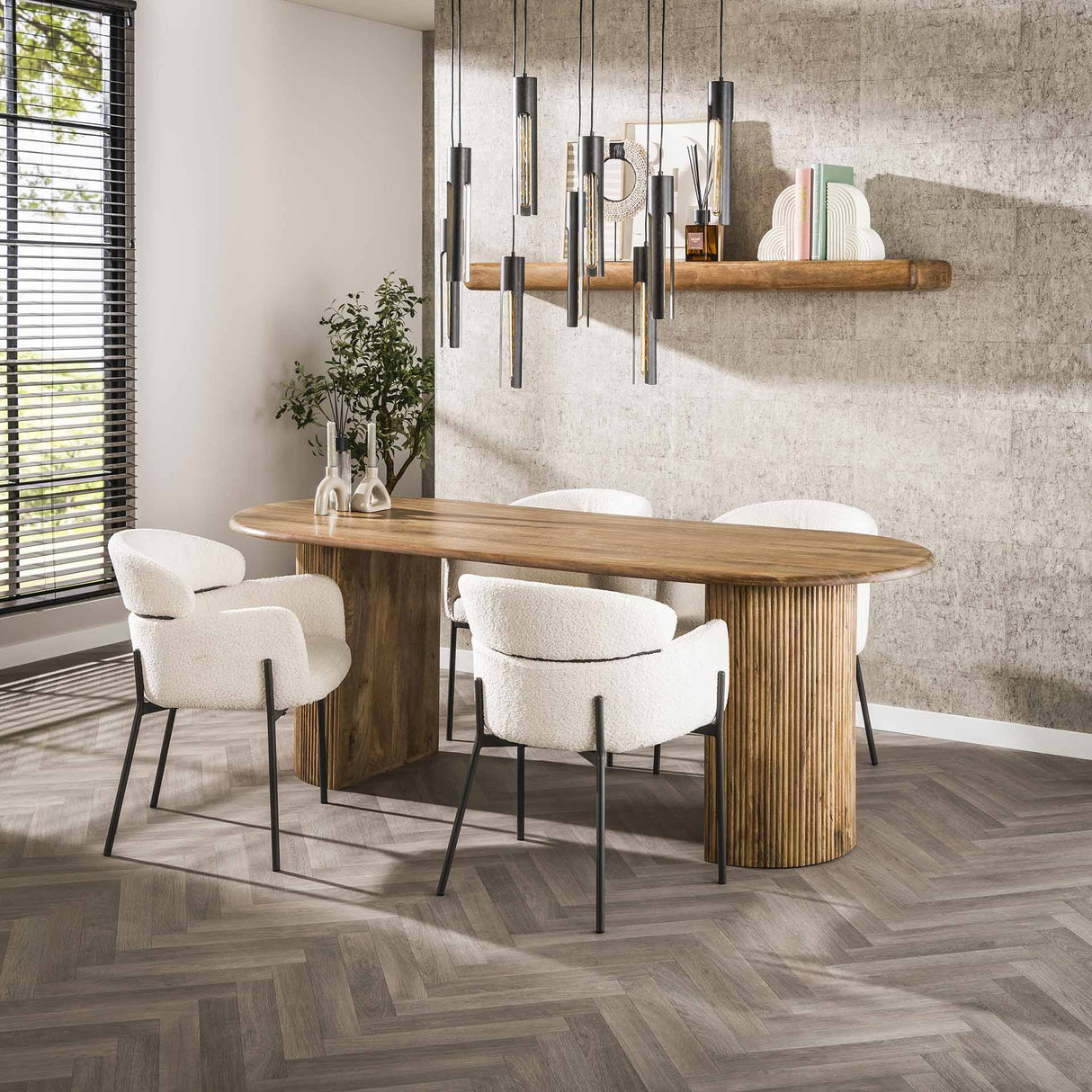 Esstisch Oval Mangoholz Maria 215x90 cm