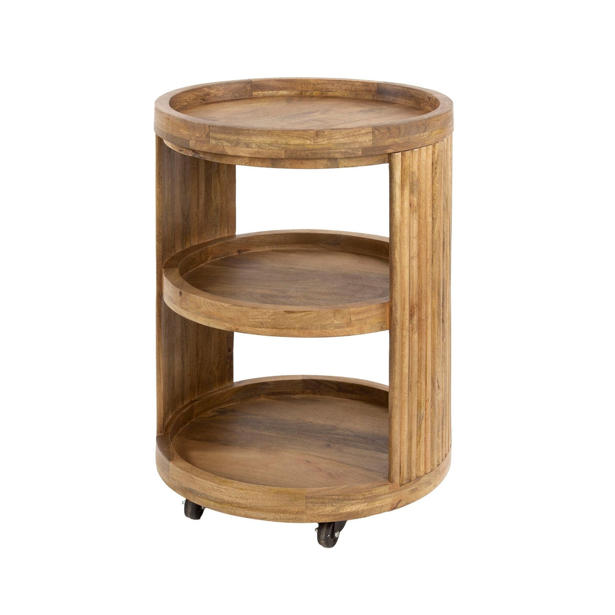 Bartrolley Mangoholz Sandfarbe auf Rädern