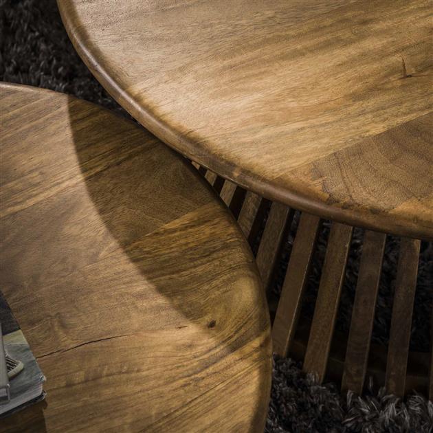 Runder Couchtisch-Set aus 2 Vera Mangoholz