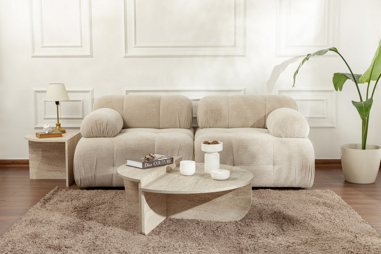 Runder Couchtisch Marmorlook Melamin 85 cm Orin