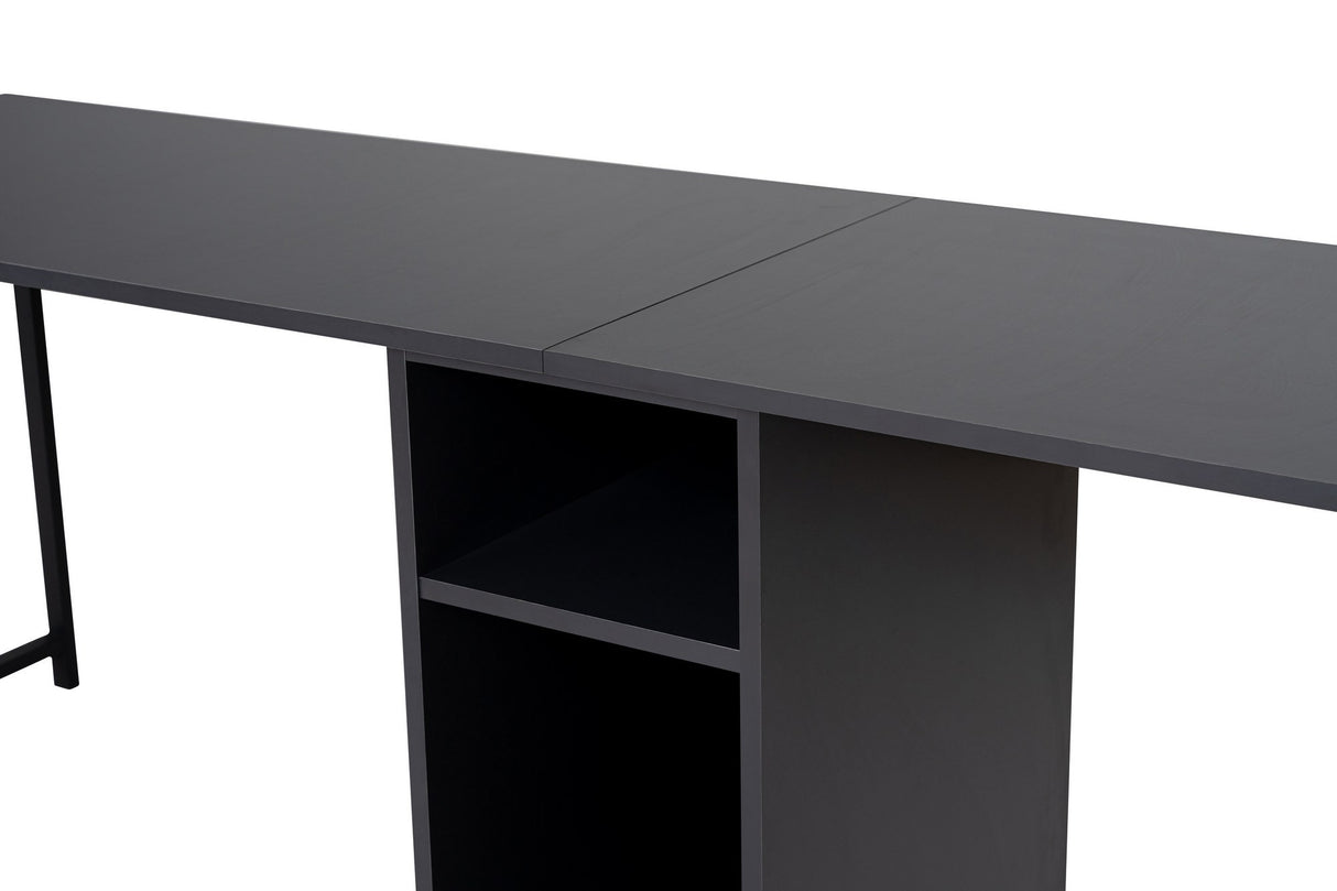 Studie Büro Twin Study Desk 240x60 cm Anthrazit und Schwarz Anthrazit Schwarz Melamin