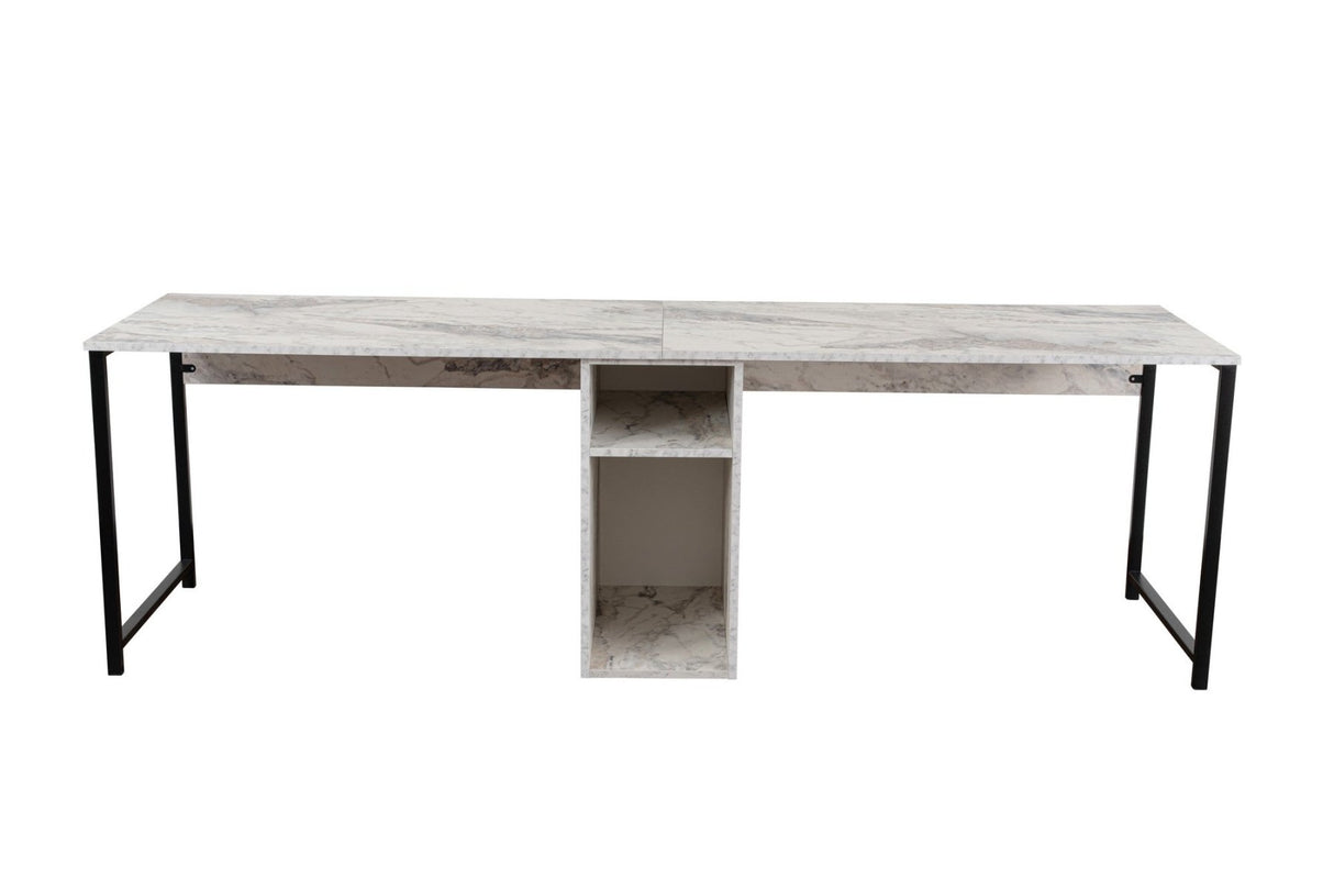 Zwilling-Studiertisch Studie Büro Freesia Marmor Schwarz 240x60 cm Melamin