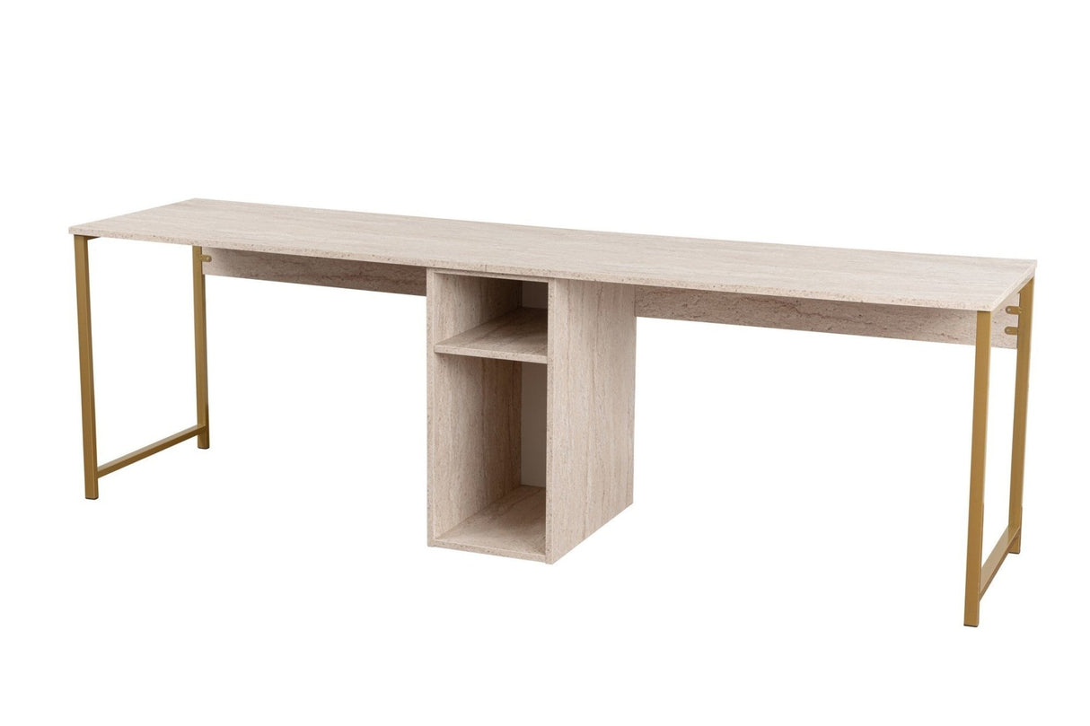 Studiebüro Twin Study Desk Travertin Gold 240x60 cm Melamin