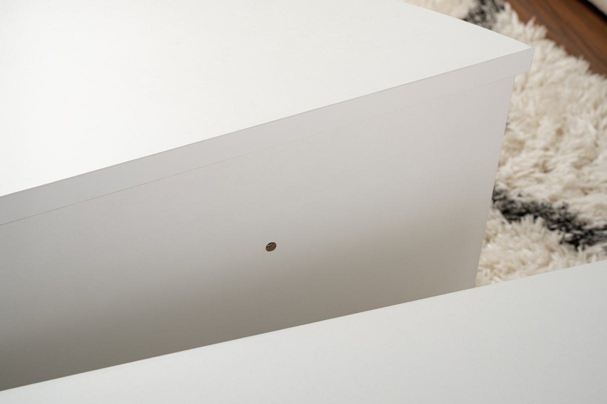 Runder Couchtisch Weiß 85 cm Melamin Orin