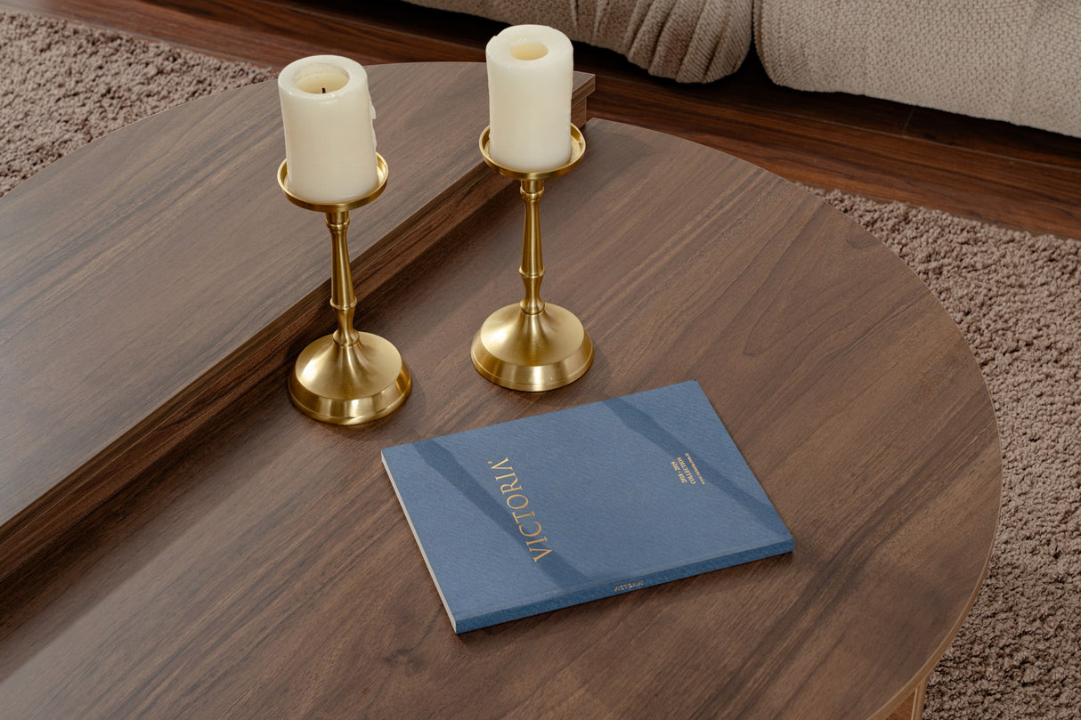 Kaffeetisch Rund 85 cm Naturwalnuss Melamin Orin