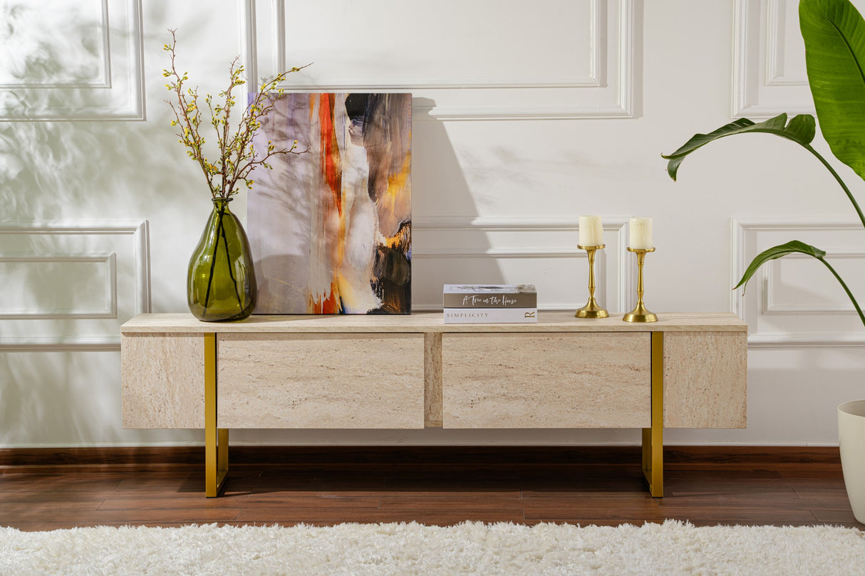 TV Möbel Beige Melamin Fouden Rahmen Blitz 50x180x29,5 cm