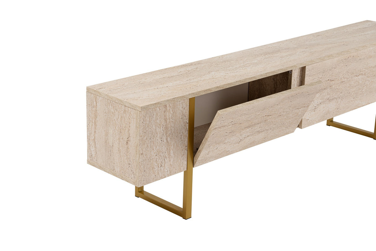 TV Möbel Beige Melamin Fouden Rahmen Blitz 50x180x29,5 cm