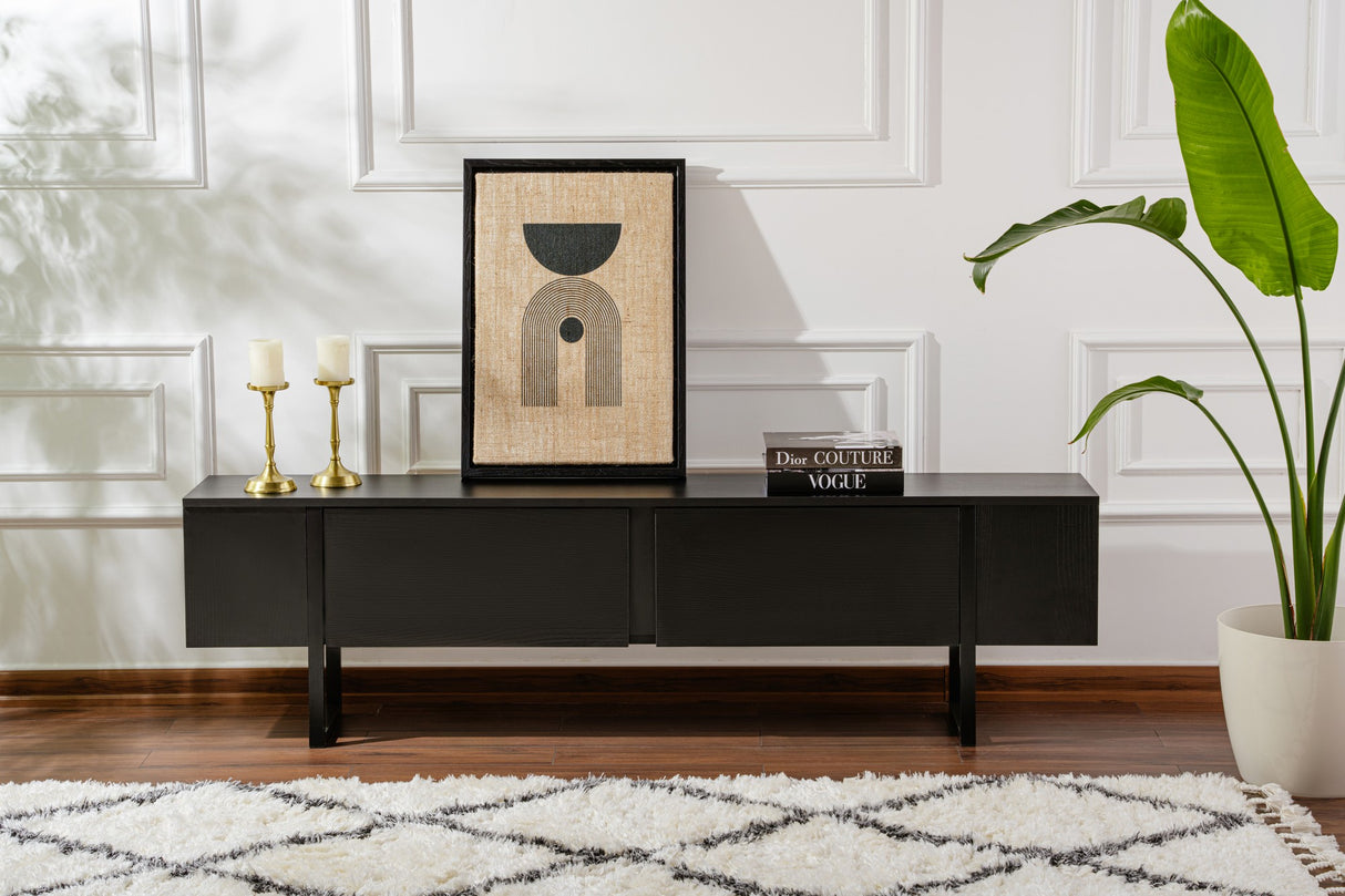 TV Möbel Schwarz Melamin Blitz 50x180x29,5 cm