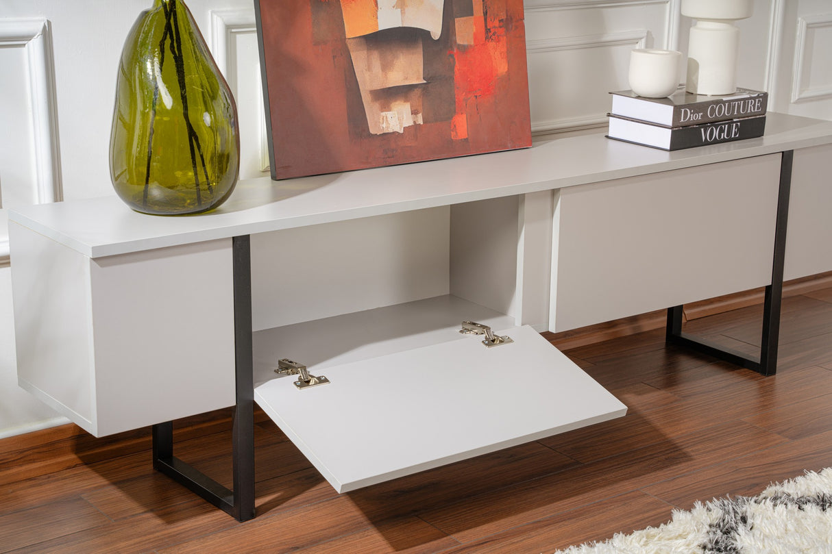 TV Möbel Grau Melamin Goldrahmen Blitz 50x180x29,5 cm