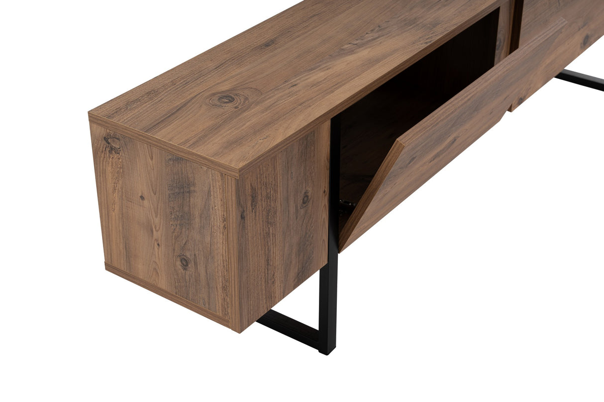 TV Möbel Natur Melamin Schwarz Rahmen Blitz 50x180x29,5 cm