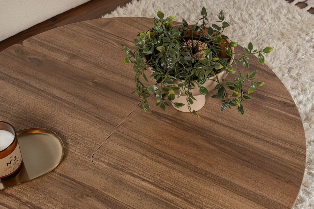 Runder Couchtisch Moari Walnuss Melamin 90 cm