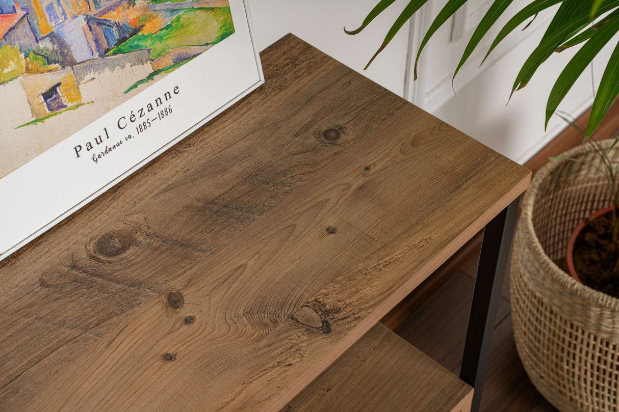 Sideboard Atlantische Kiefer Saloce - Schwarzer Rahmen - Drei Fächer - 120x77 cm