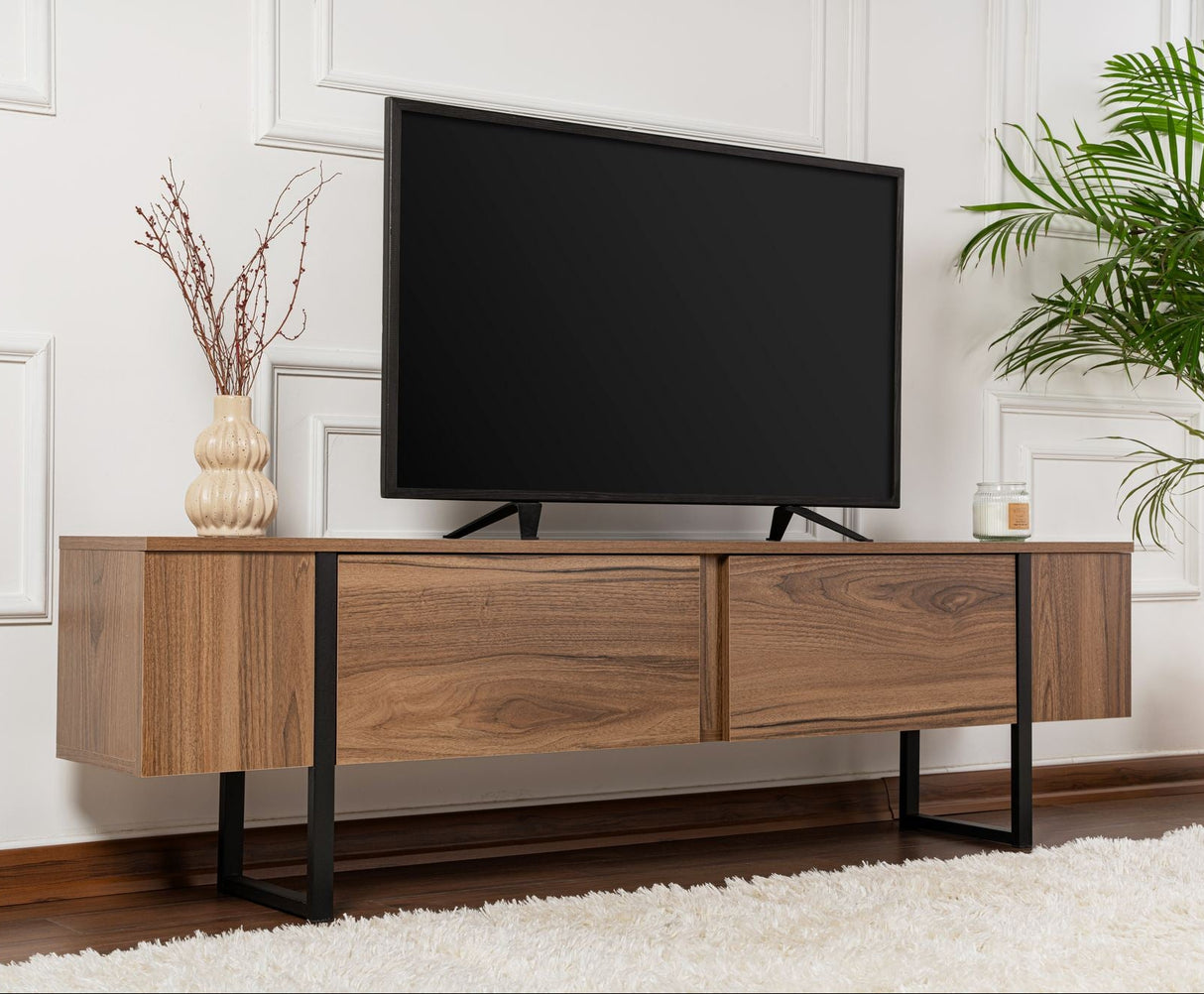 Fernsehschrank Serenity Walnuss Schwarz 180x29.5x50 cm Walnuss Schwarz Melamin