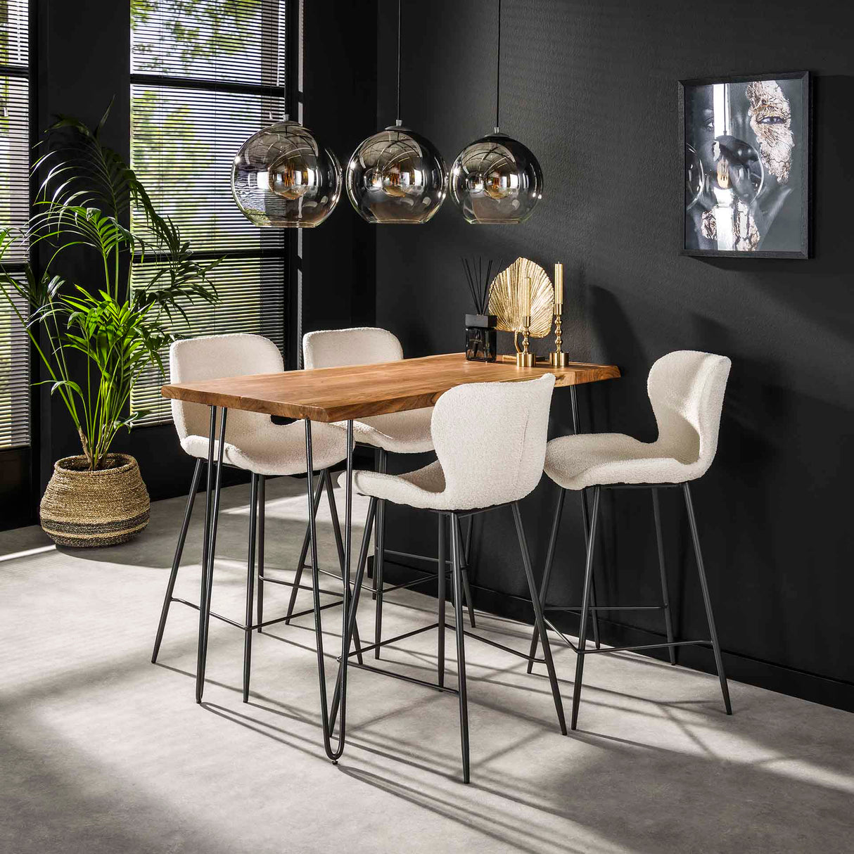 Industrielle Bartisch Akazienholz Elin 130 cm