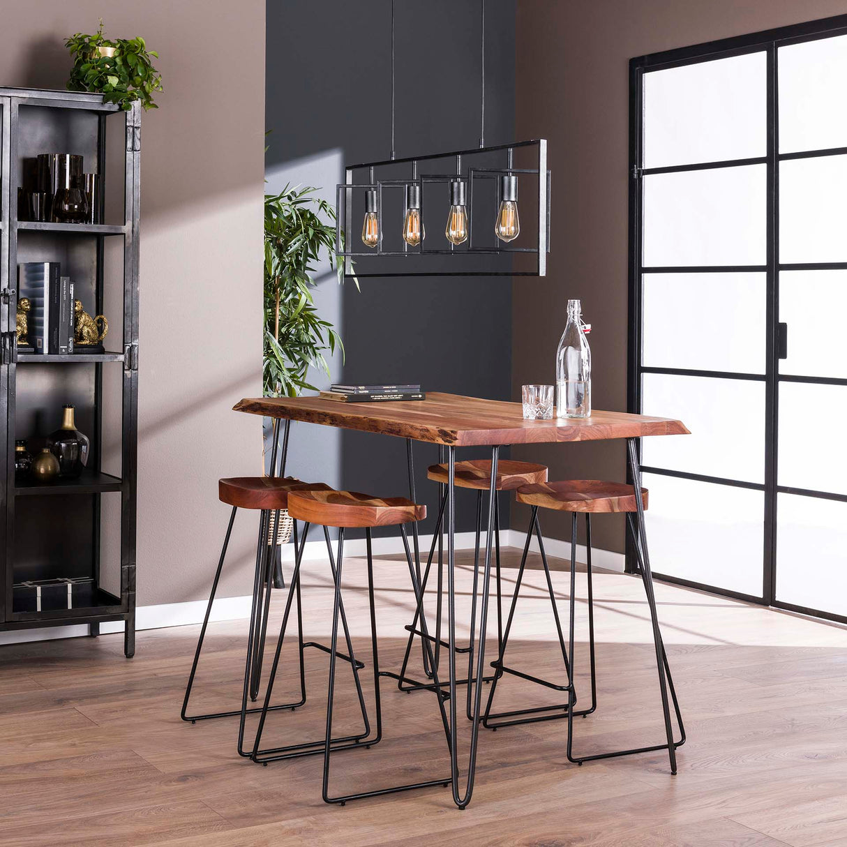 Industrielle Bartisch Akazienholz Elin 130 cm