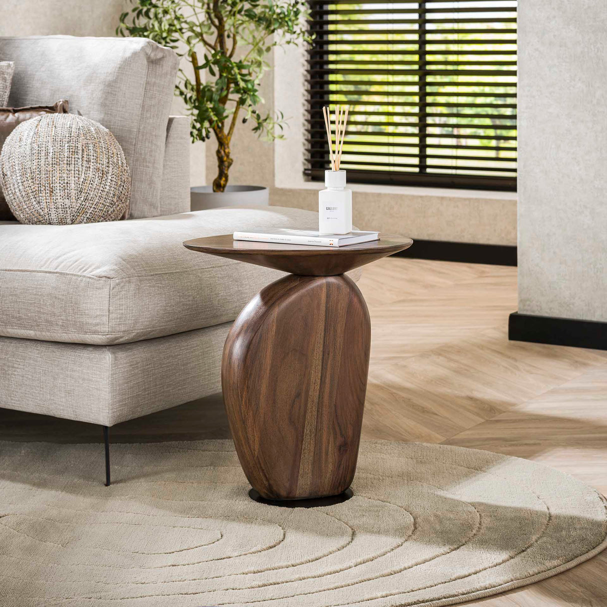 Beistelltisch Akazie Glaze Braun 45x36x50 cm