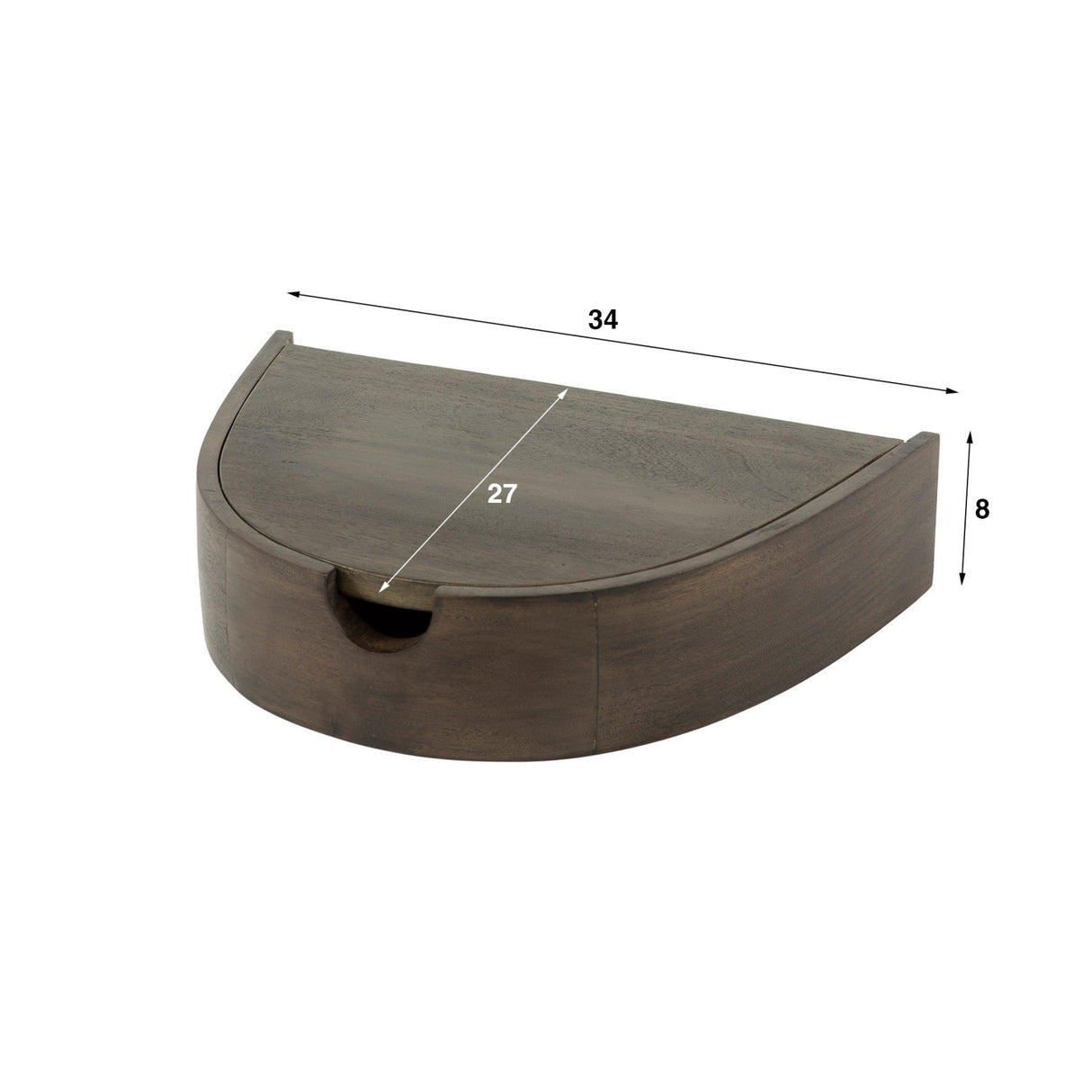 Schwebende Halbrunde Nachttische Set 2 – Akazie