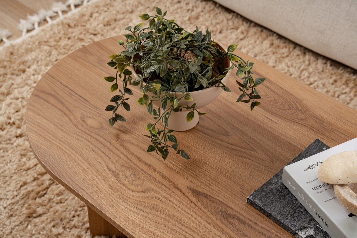 Ovale Couchtisch Holzoptik - 120x60