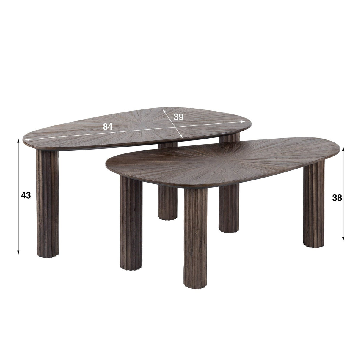 Couchtisch Set von 2 Myla Organisches Teakholz Braun