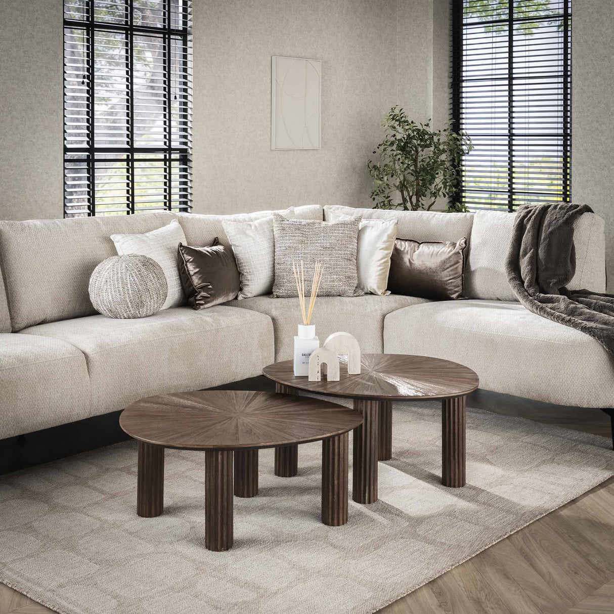 Couchtisch-Set von 2 Myla Dreieckig Teakholz Braun