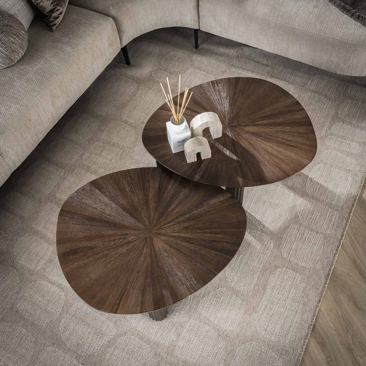 Couchtisch-Set von 2 Myla Dreieckig Teakholz Braun