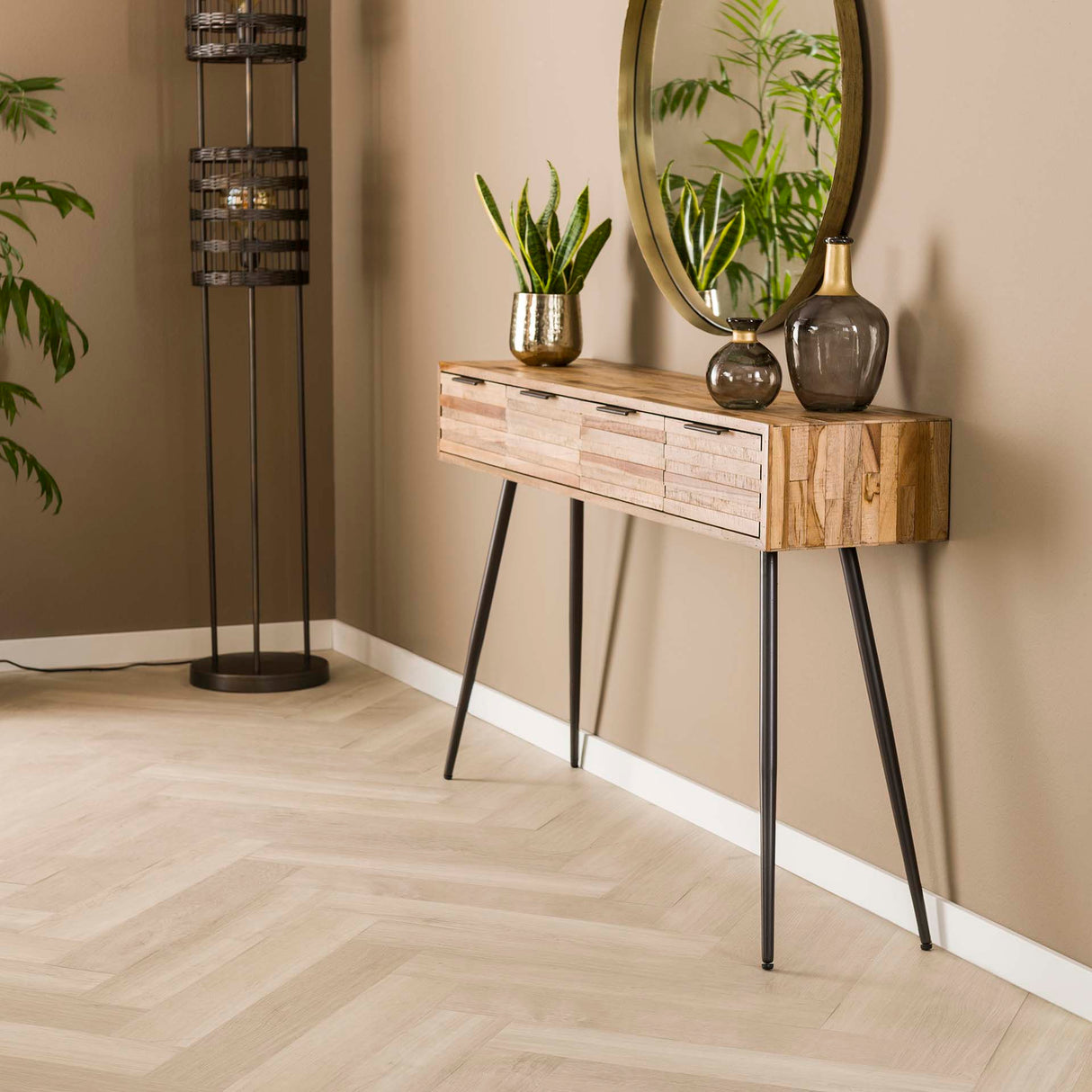 Bosco Haltetisch Massiv Teak Verwittert 120x30x76 cm