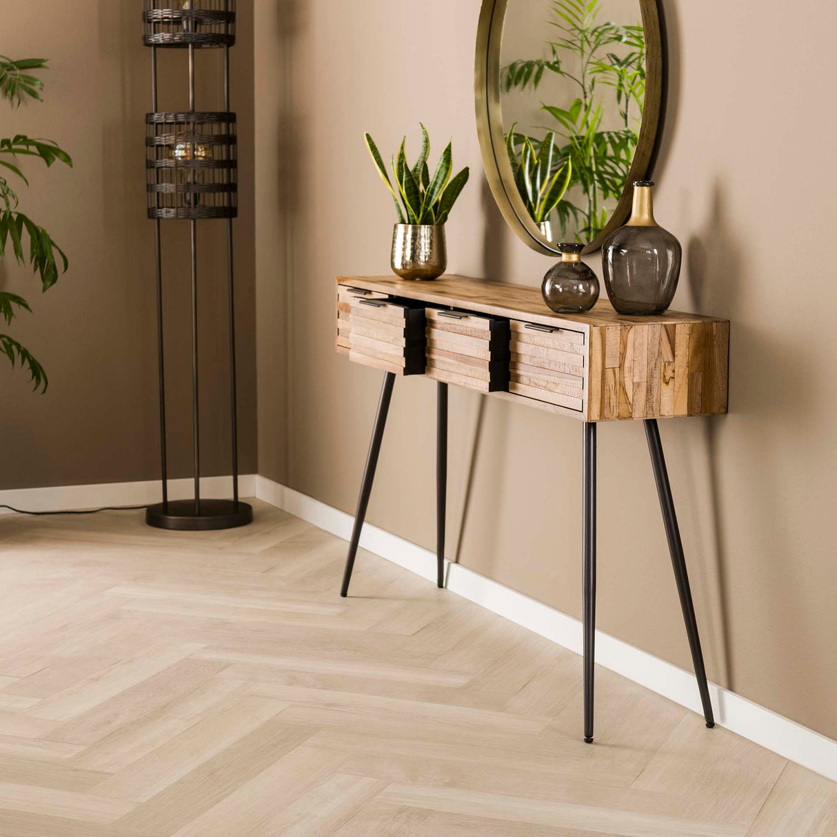 Bosco Haltetisch Massiv Teak Verwittert 120x30x76 cm