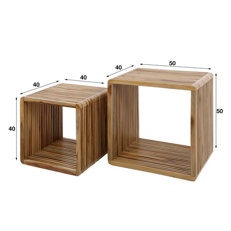 Quadratischer Couchtisch 2er Set Raoul Teakholz