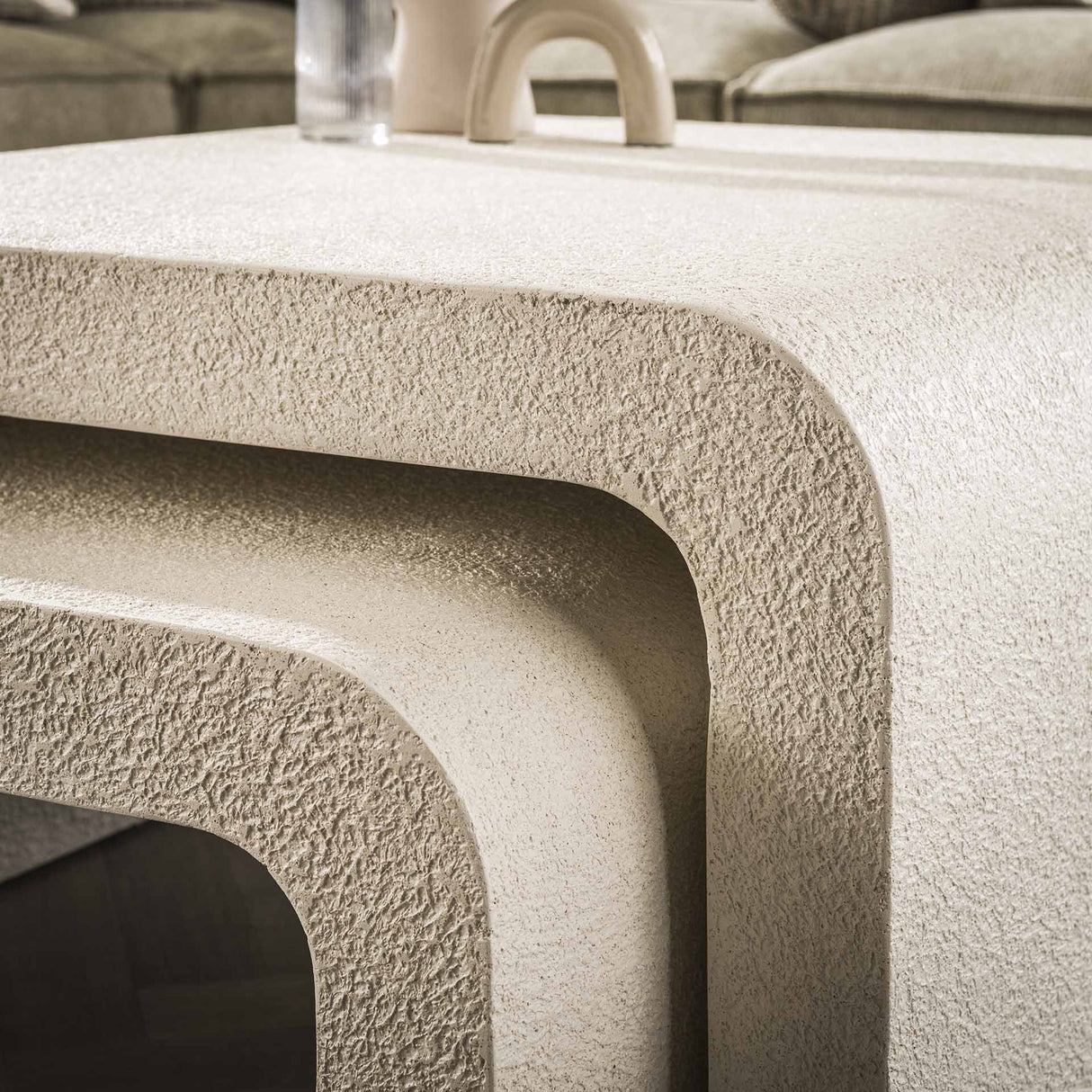 Couchtisch-Set aus 2 Sinan Marmor-Verbund weiß