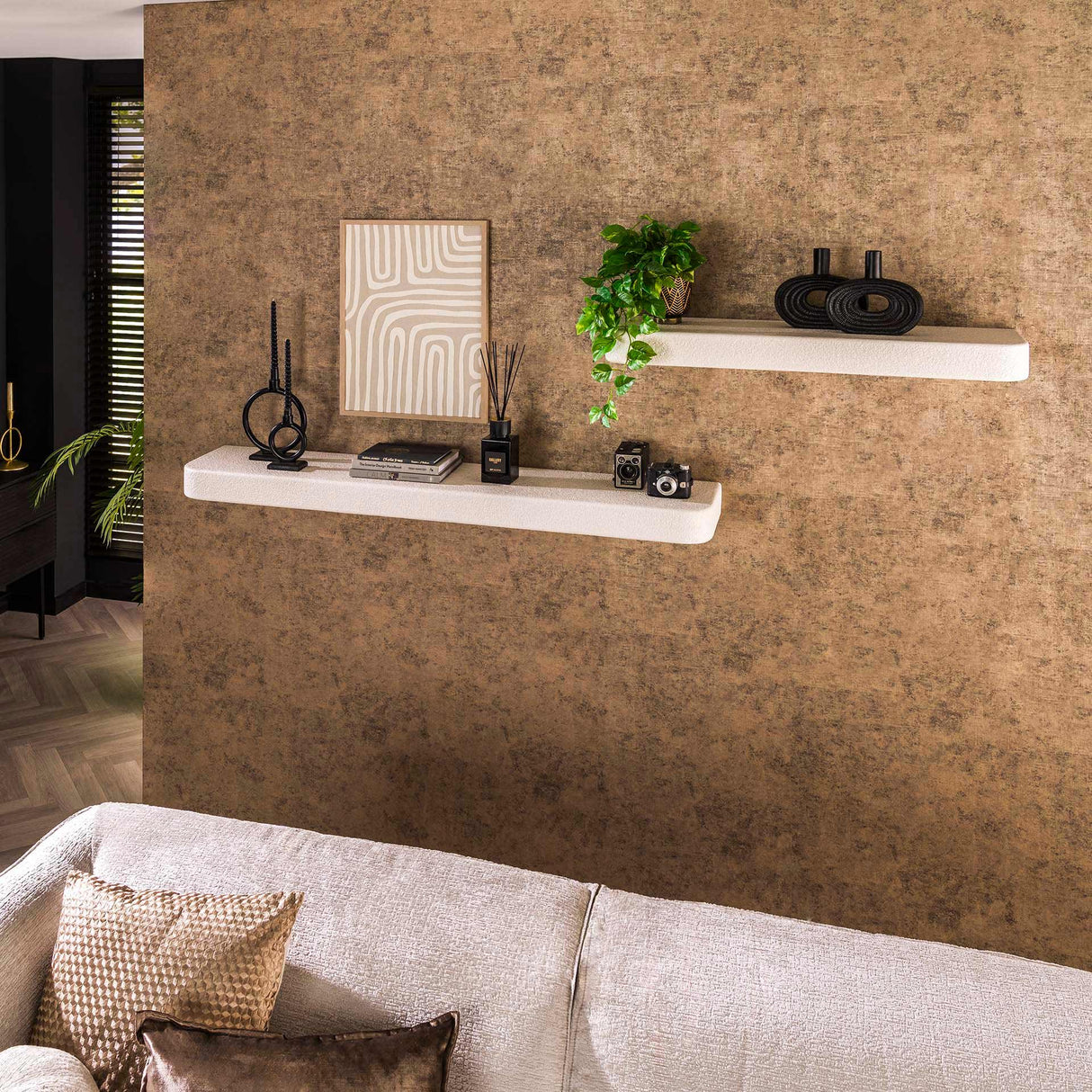 Wandregal Sylas Stein weiß 100 cm