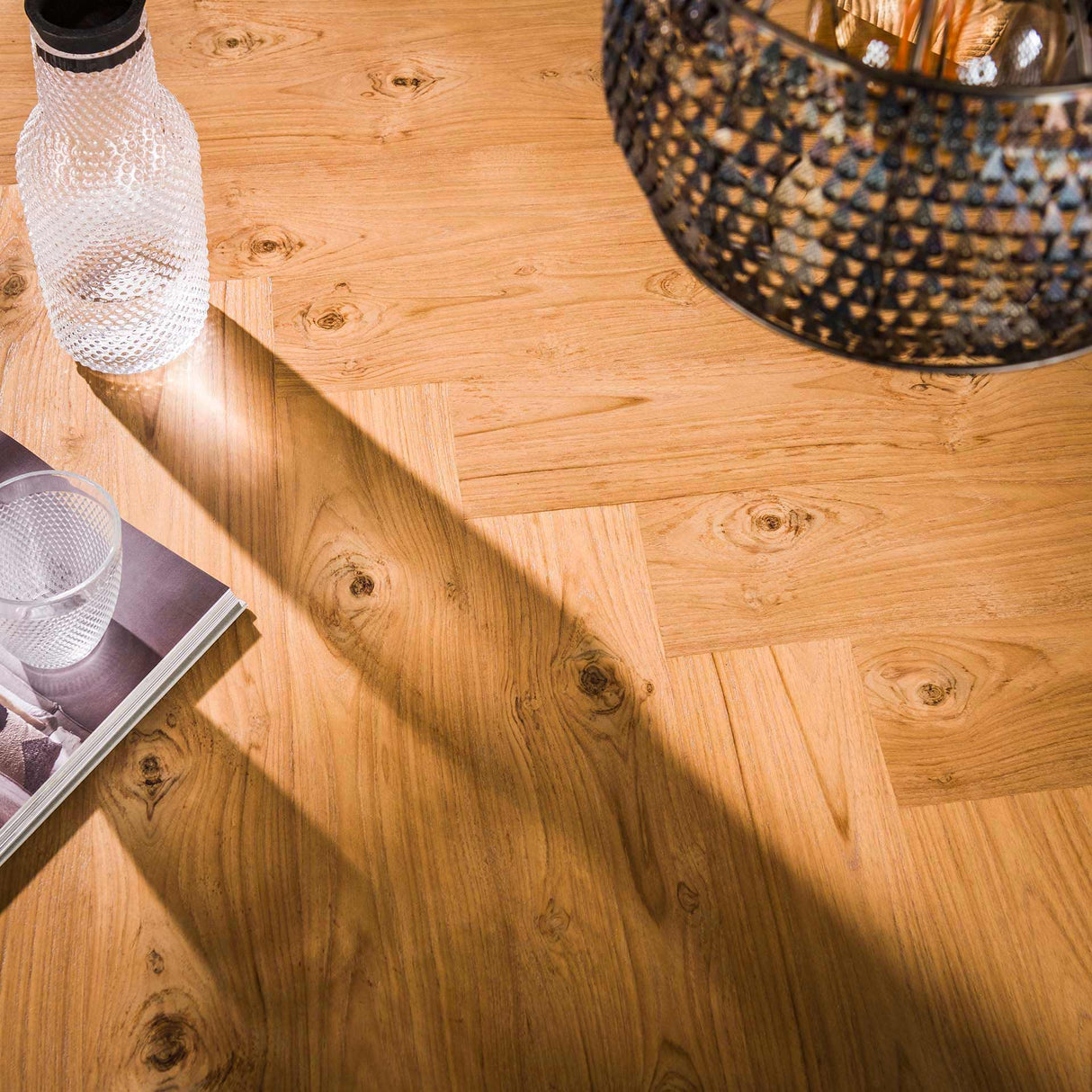 Organischer Esstisch Annemé Fischgrät-Holz 215 x 105 cm