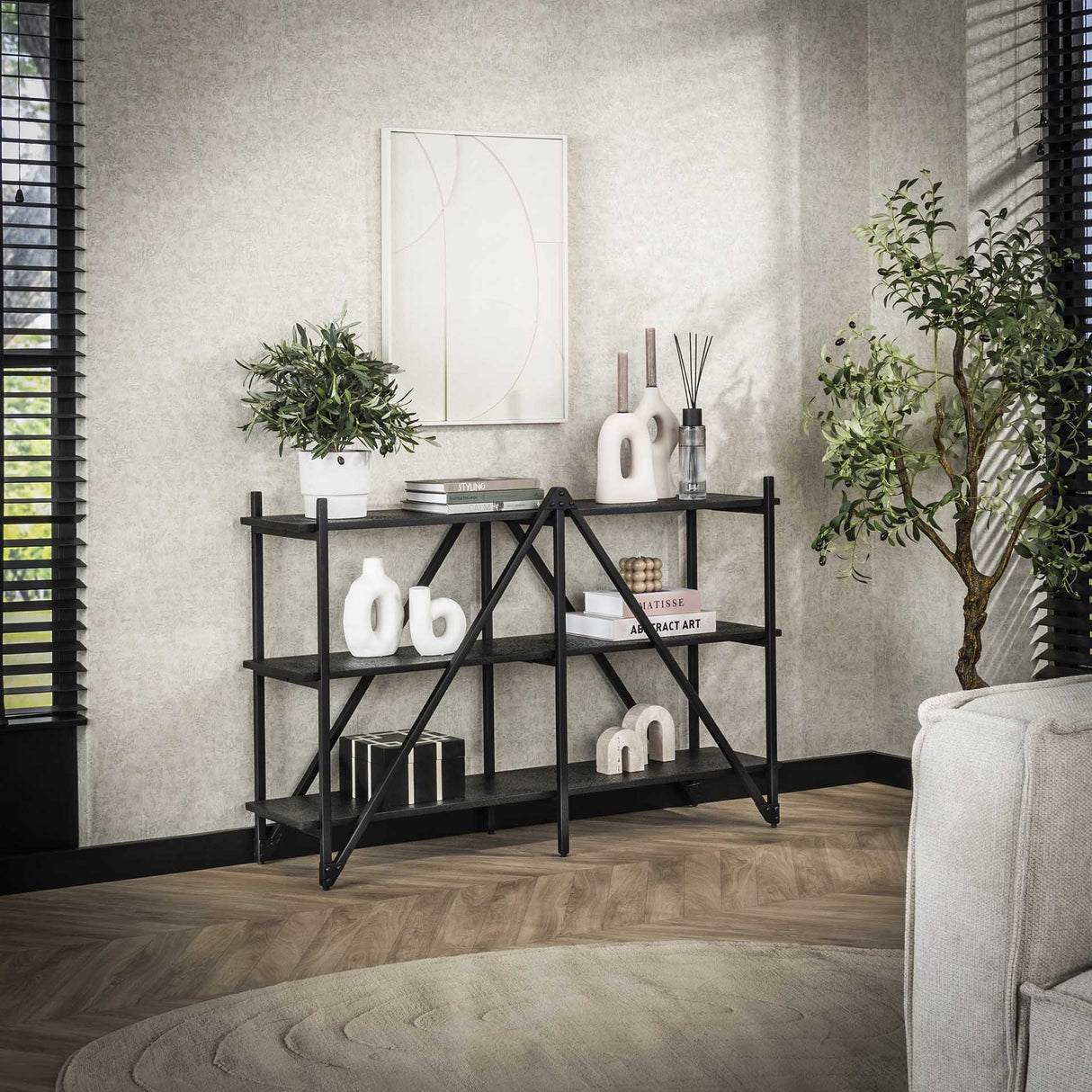 Wandregal Loek 3-lagig Metall Grau