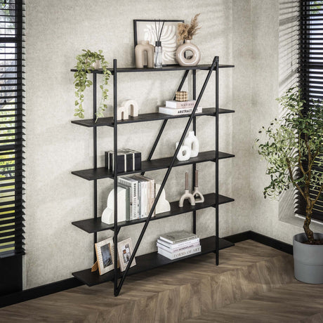 Wandregal Loek 5-lagig Metall Grau 140 cm