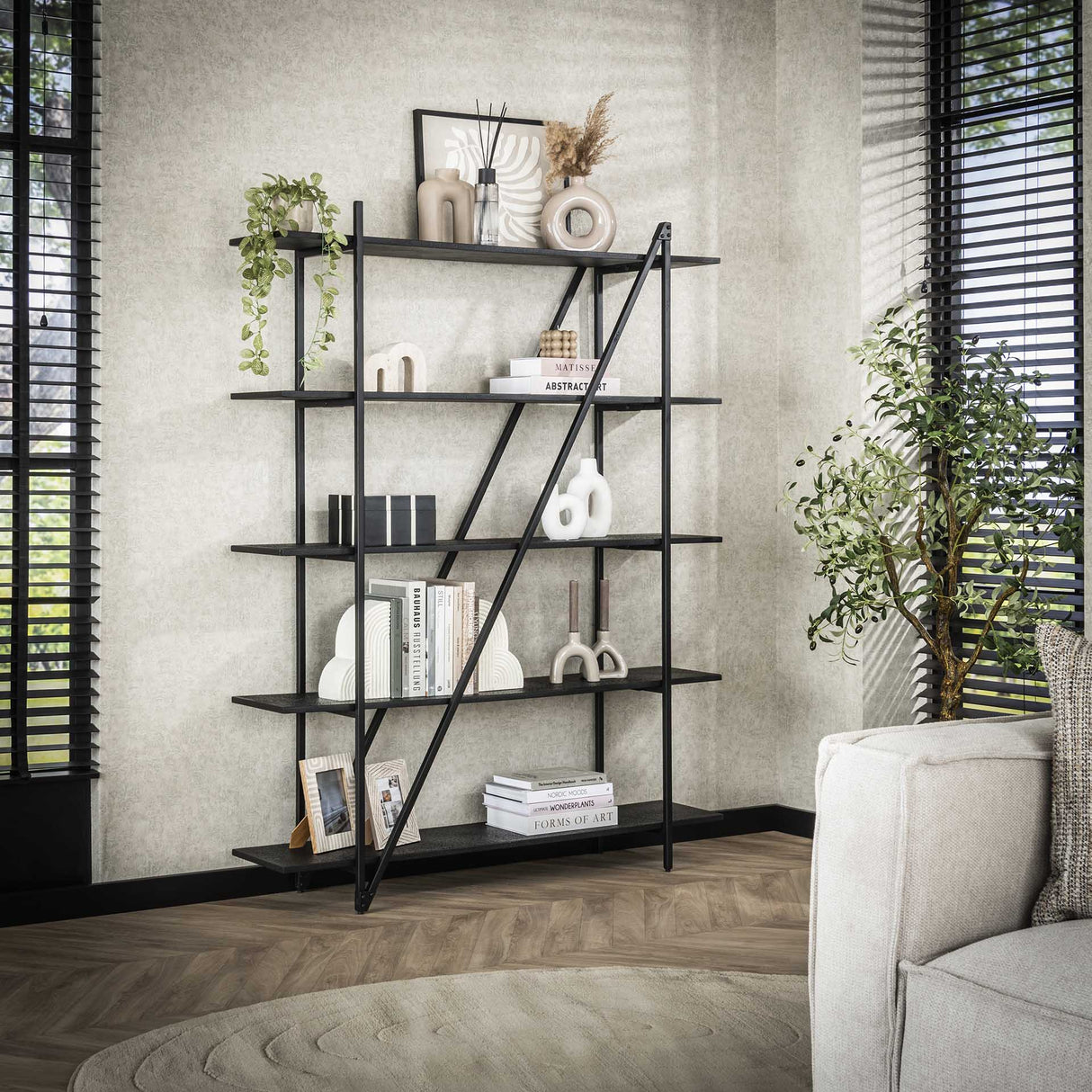 Wandregal Loek 5-lagig Metall Grau 140 cm